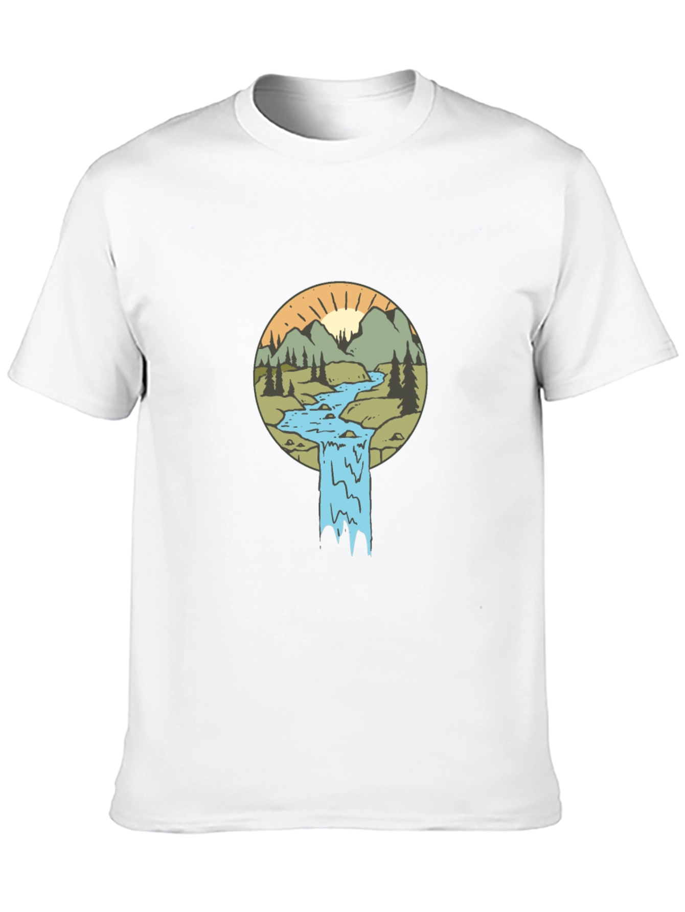 Nature Scene Graphic Tee - Black Cotton Blend