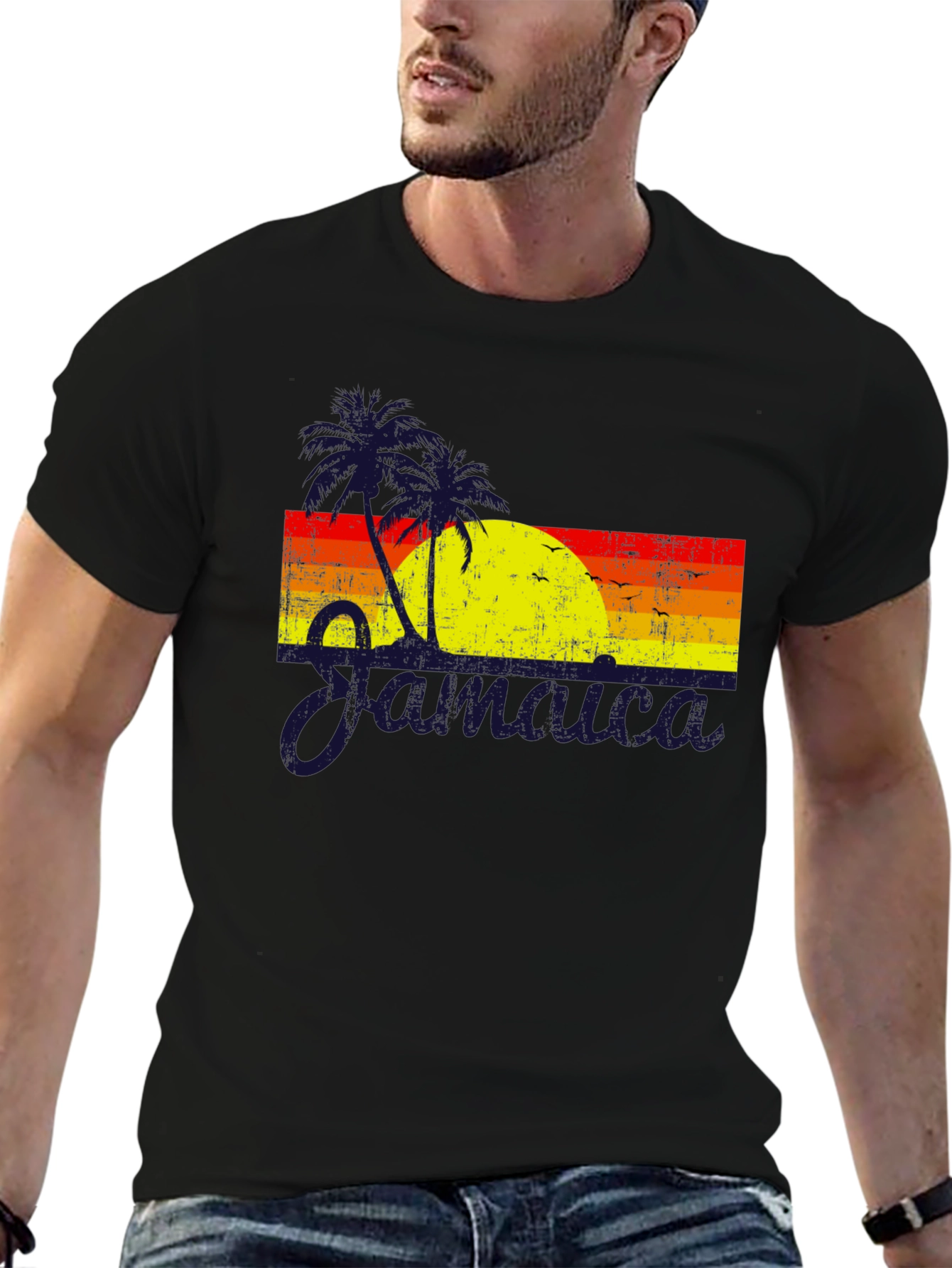Jamaica Sunset Graphic T-Shirt - Tropical Island Vibes