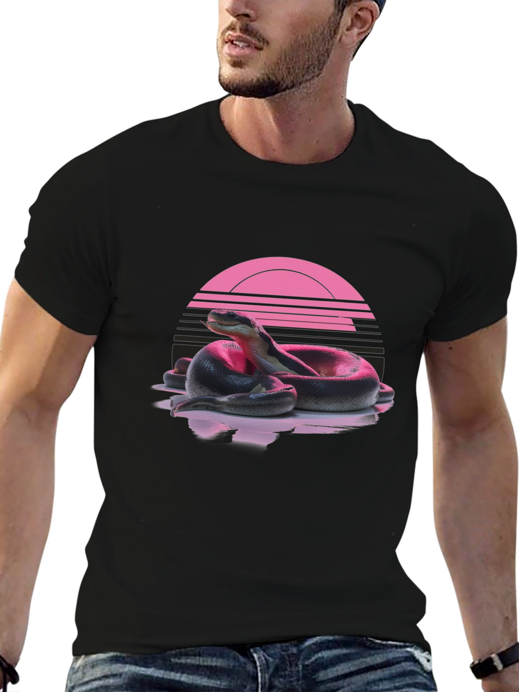 Retro Snake T-Shirt - Black