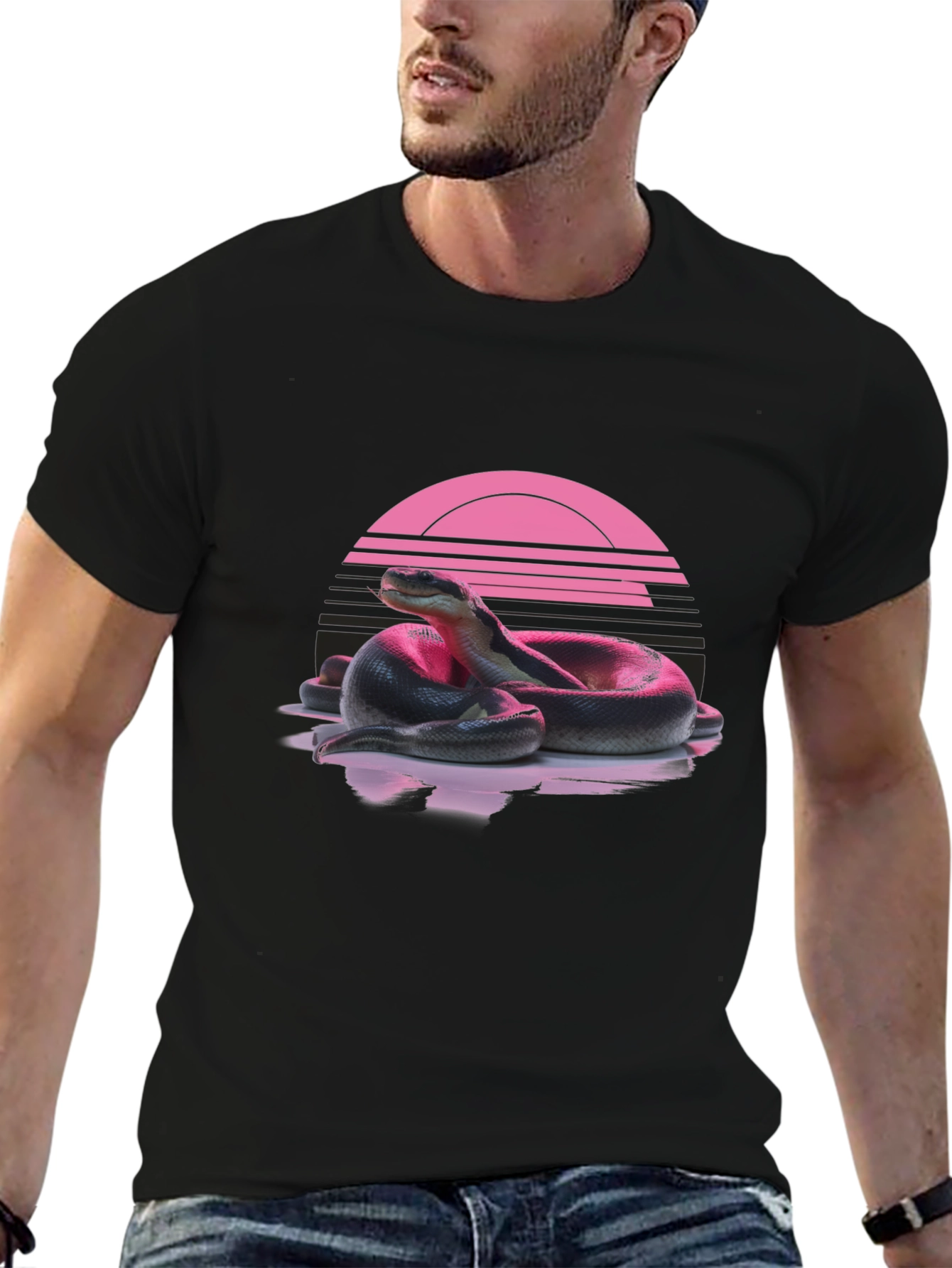Retro Snake T-Shirt - Black