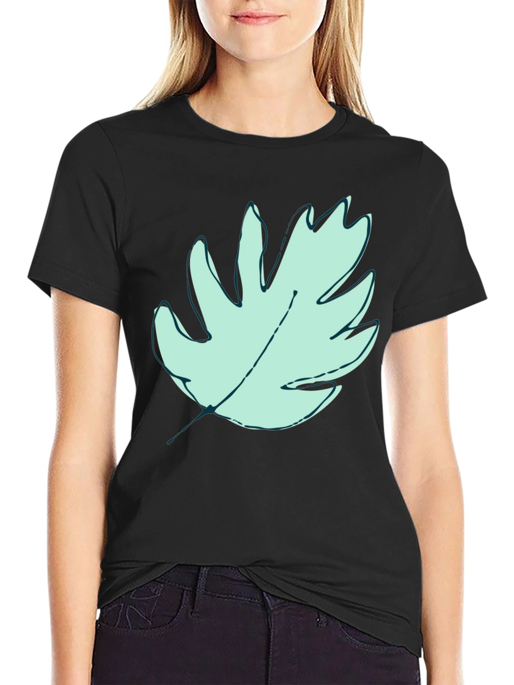 Leaf Graphic Black T-Shirt - Stylish Casual Wear