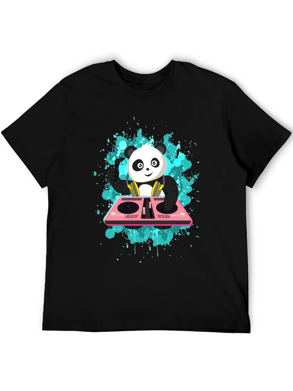 DJ Panda Graphic Tee - Black Cotton Comfort