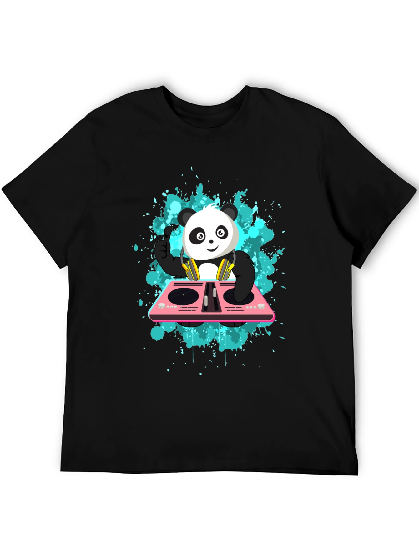 DJ Panda Graphic Tee - Black Cotton Comfort