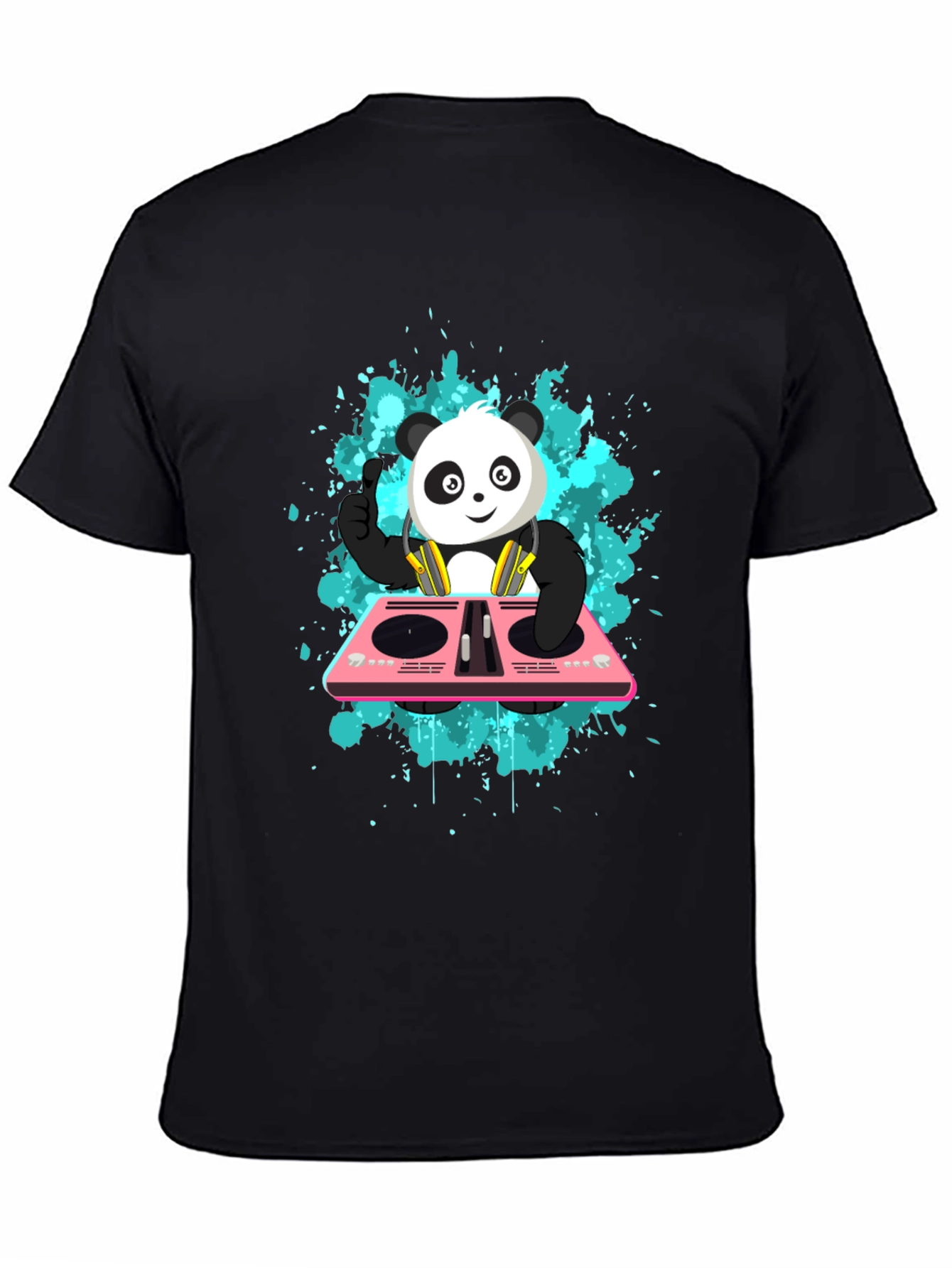 DJ Panda Graphic Tee - Black Cotton Comfort