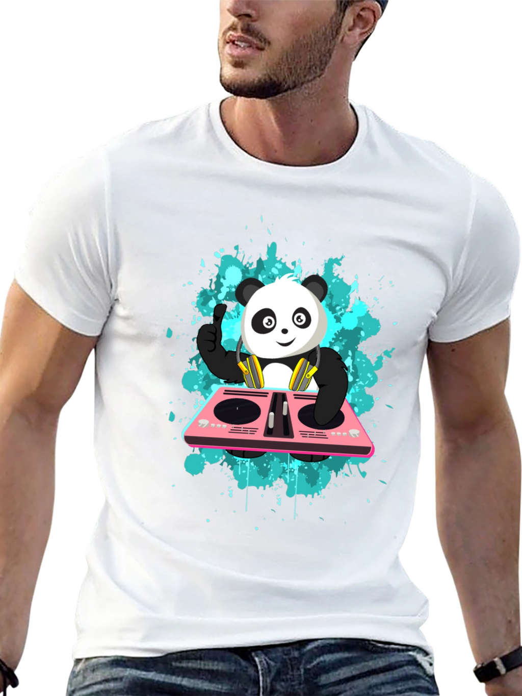 DJ Panda Graphic Tee - Black Cotton Comfort