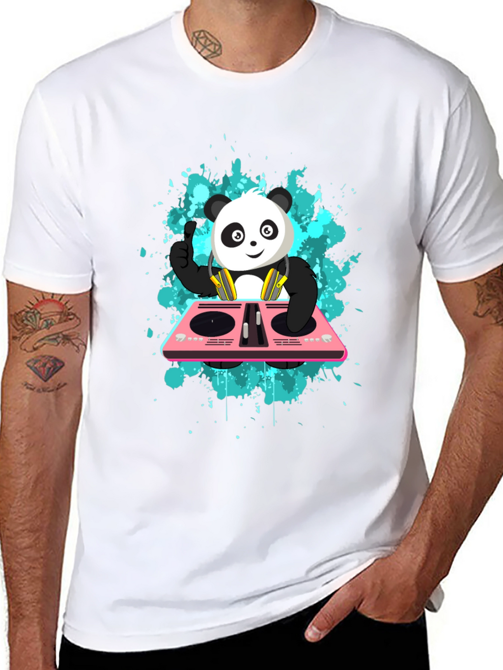DJ Panda Graphic Tee - Black Cotton Comfort
