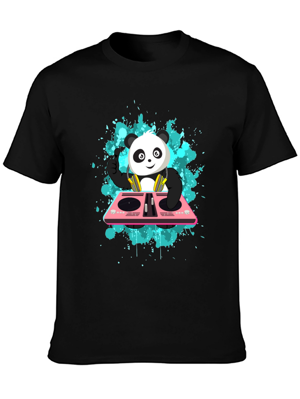DJ Panda Graphic Tee - Black Cotton Comfort