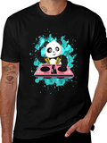 DJ Panda Graphic Tee - Black Cotton Comfort