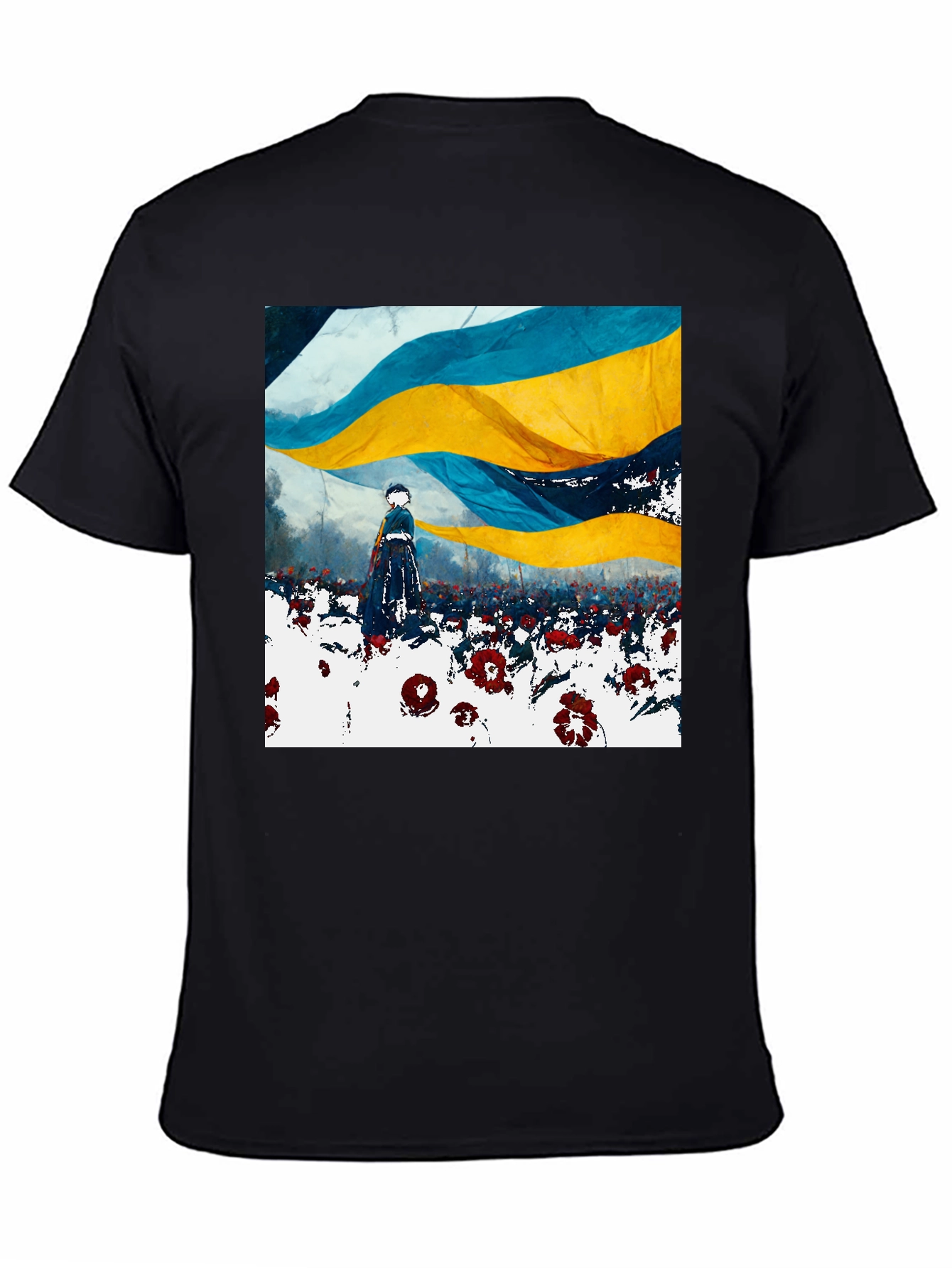 Ukraine Flag Art Print Black T-Shirt
