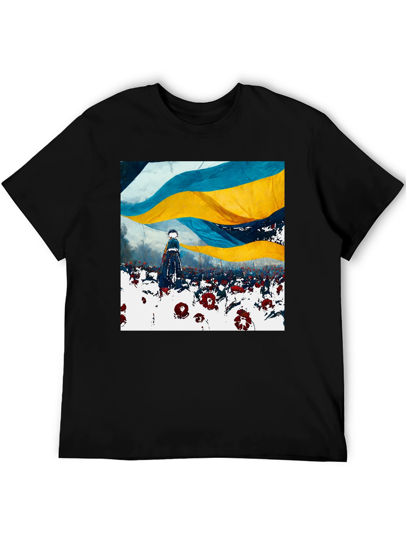 Ukraine Flag Art Print Black T-Shirt