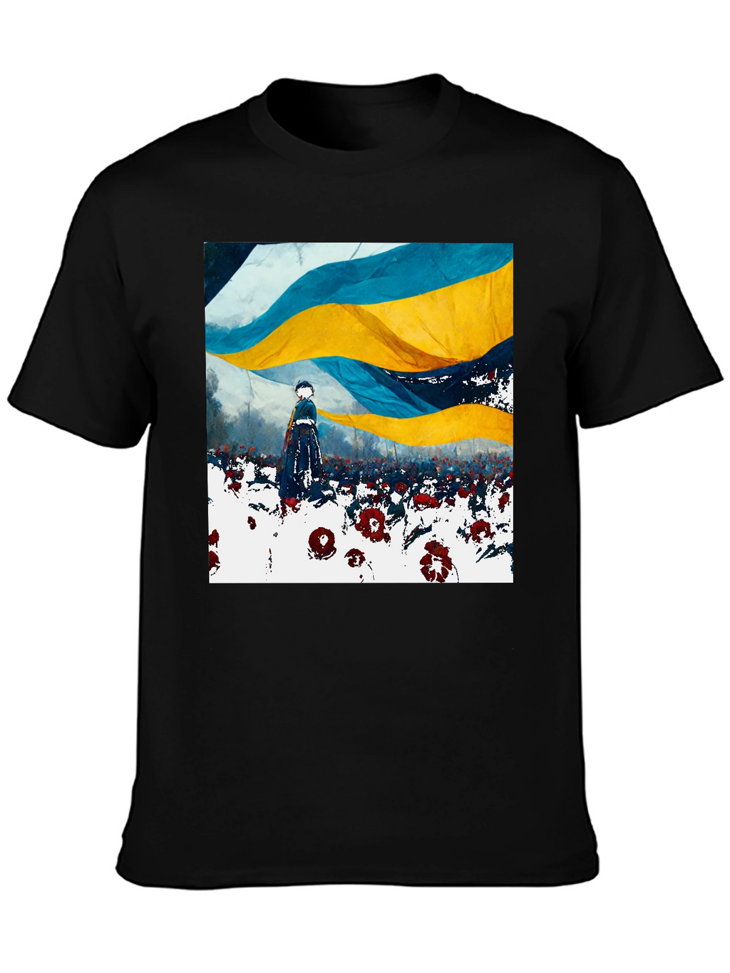 Ukraine Flag Art Print Black T-Shirt