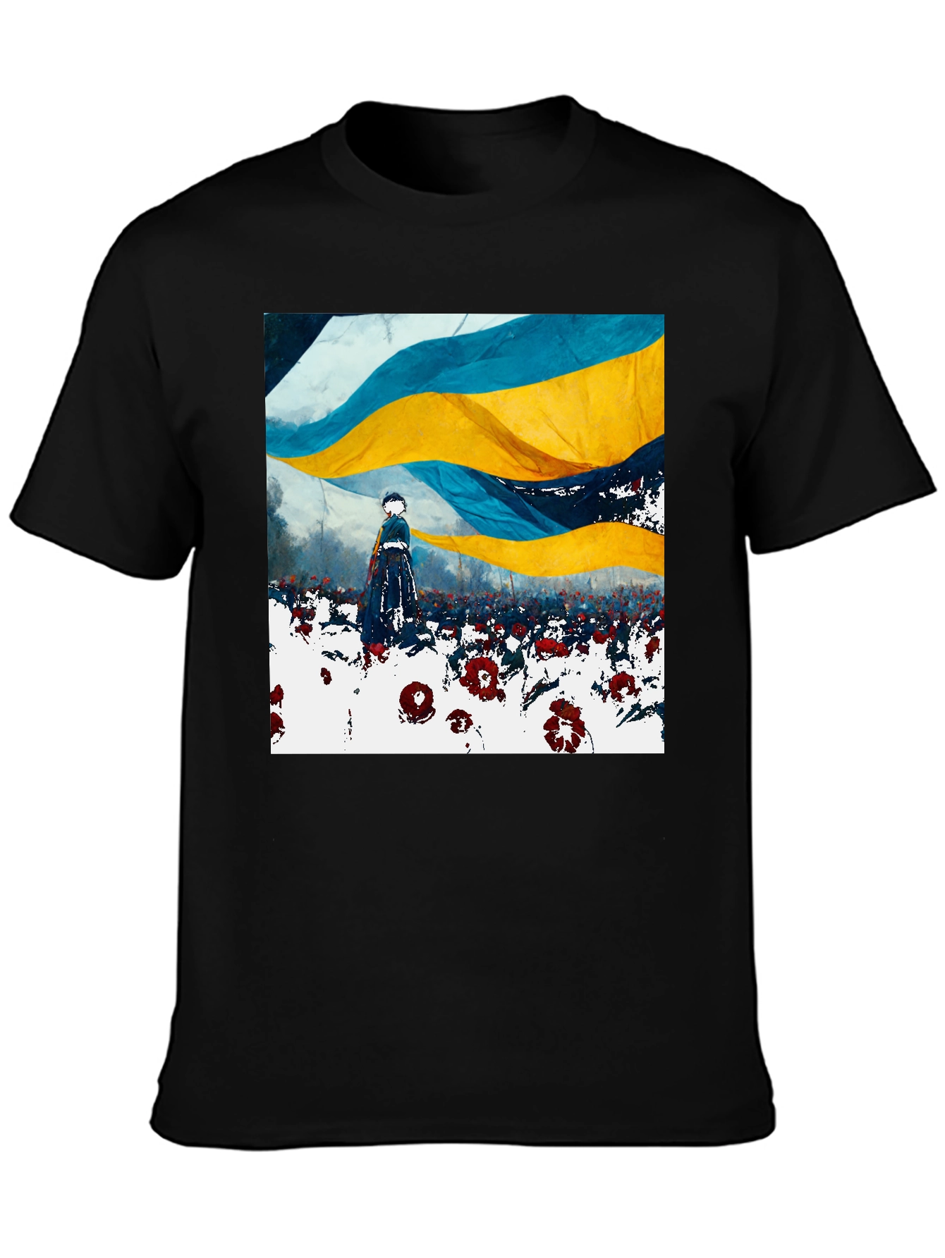 Ukraine Flag Art Print Black T-Shirt