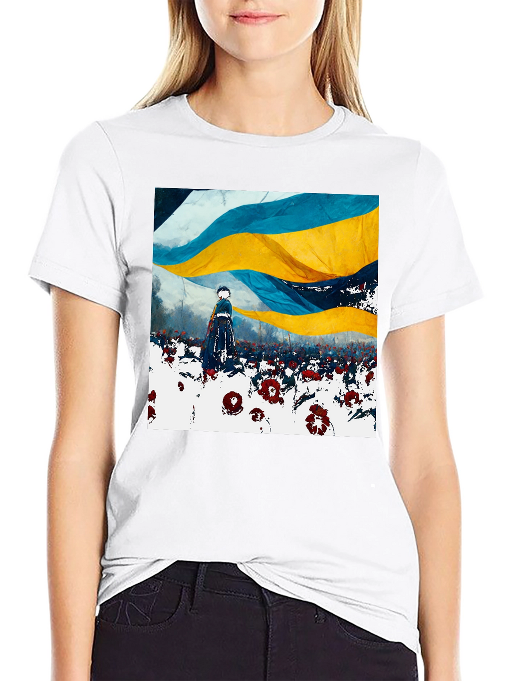 Ukraine Flag Art Print Black T-Shirt