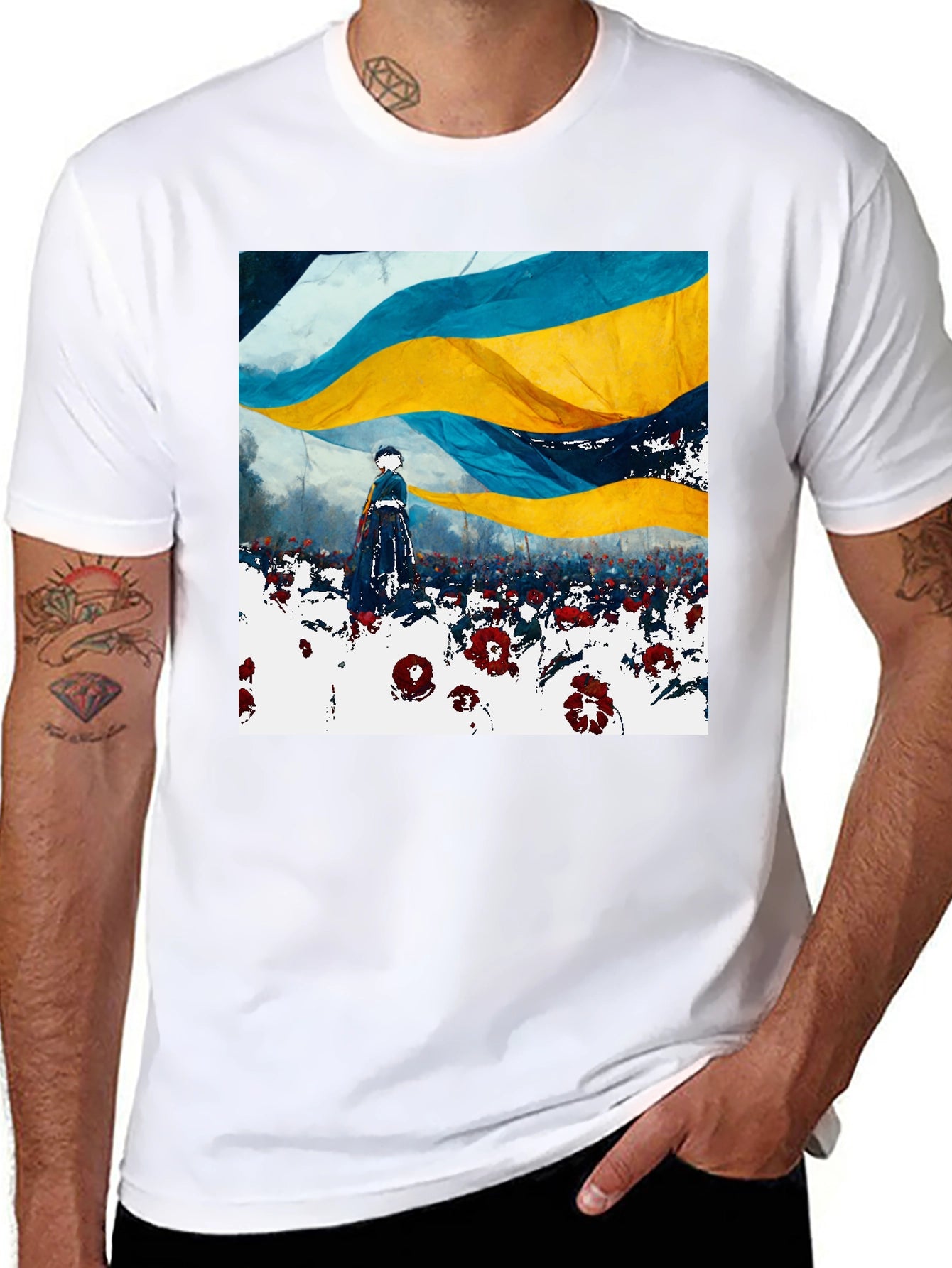 Ukraine Flag Art Print Black T-Shirt