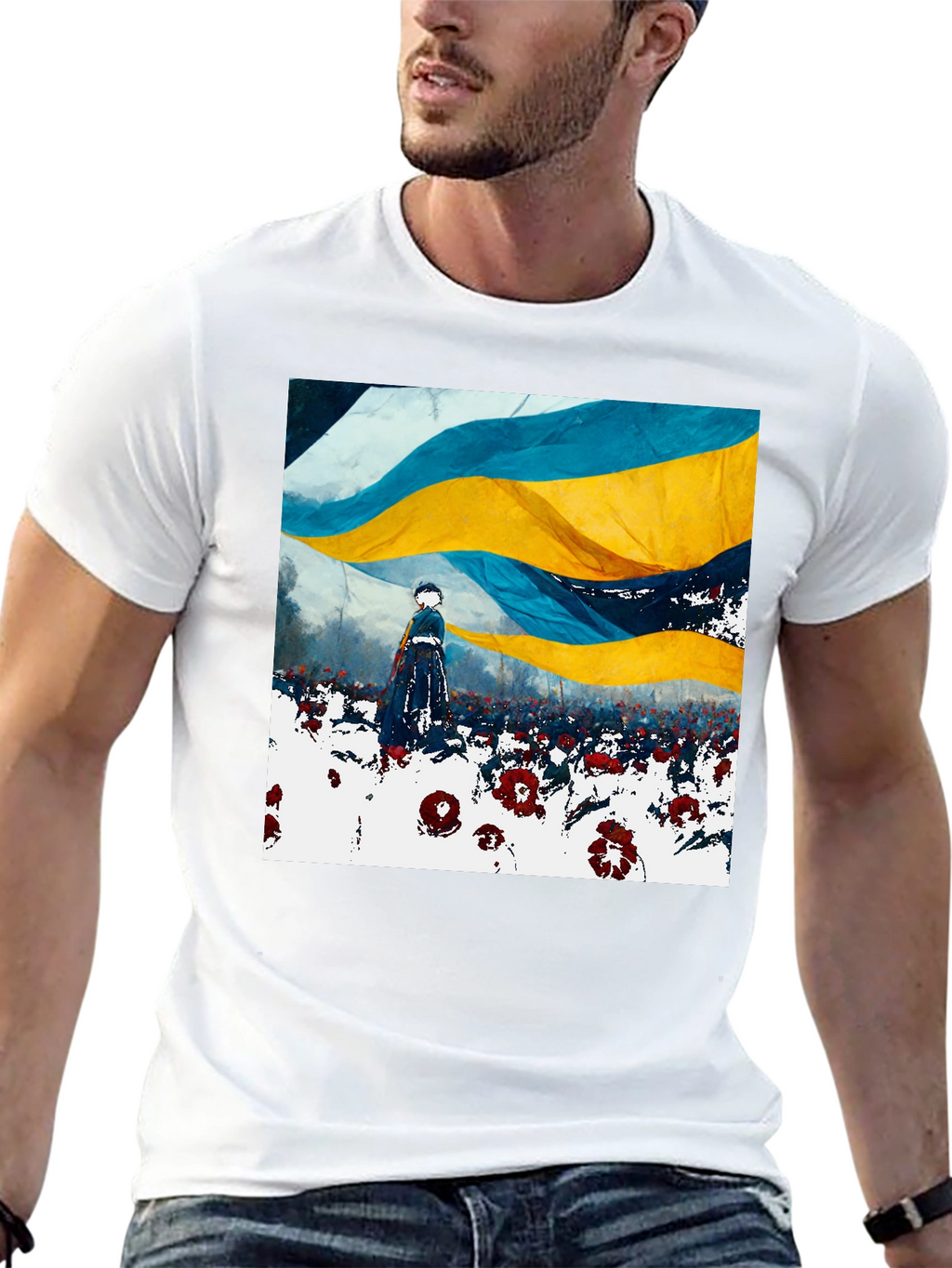 Ukraine Flag Art Print Black T-Shirt