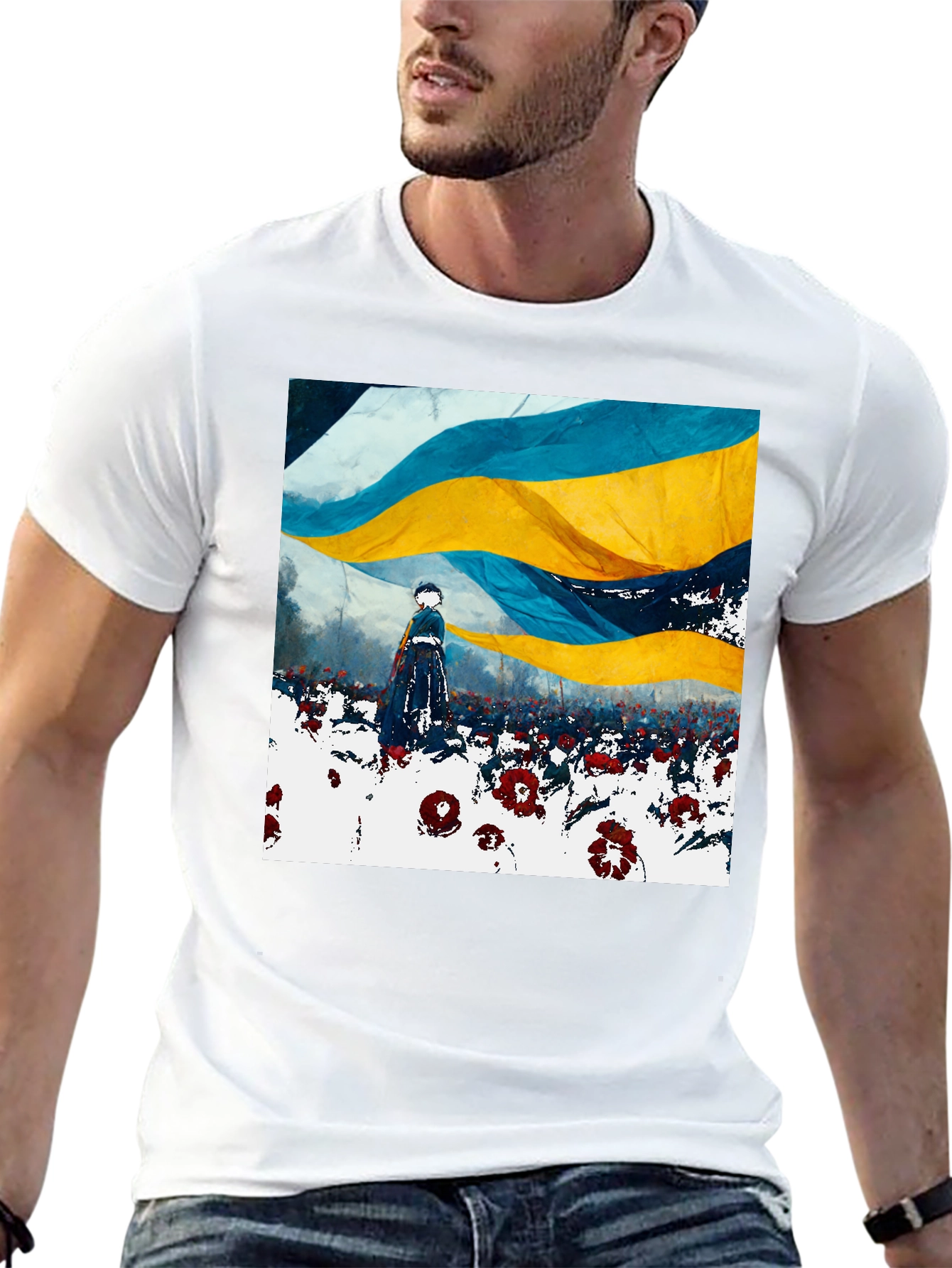 Ukraine Flag Art Print Black T-Shirt