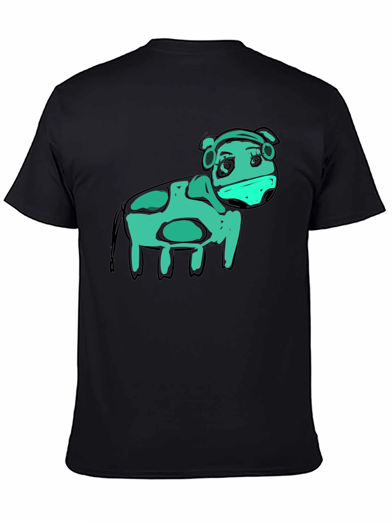 Cow Graphic Black T-Shirt - Unique Art