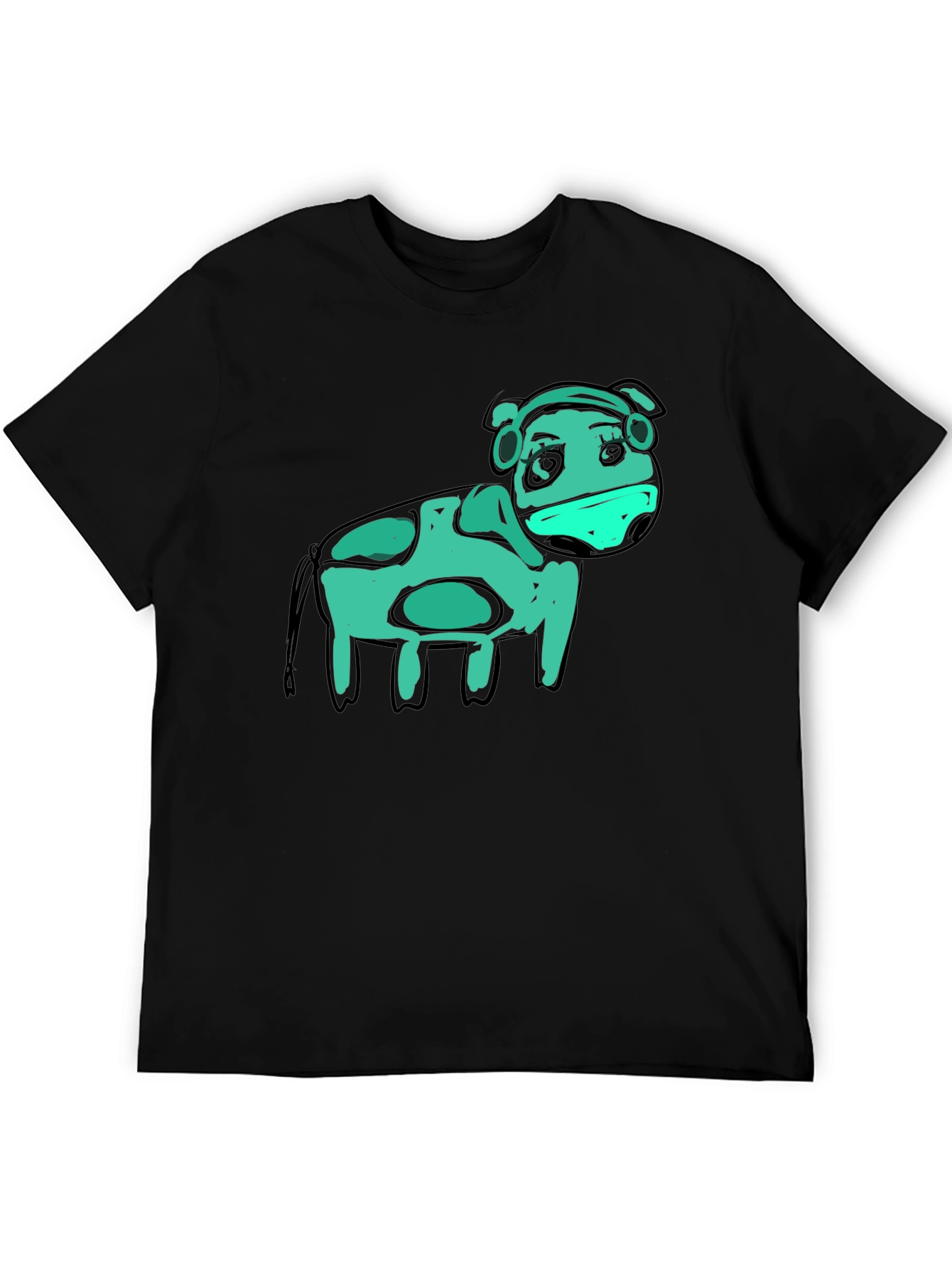 Cow Graphic Black T-Shirt - Unique Art
