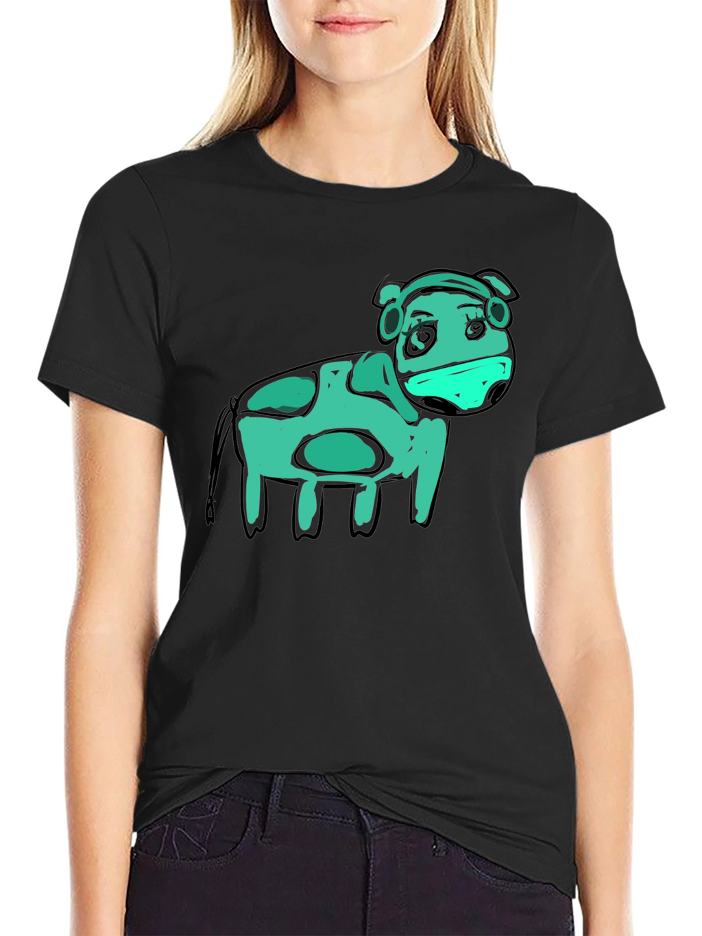 Cow Graphic Black T-Shirt - Unique Art