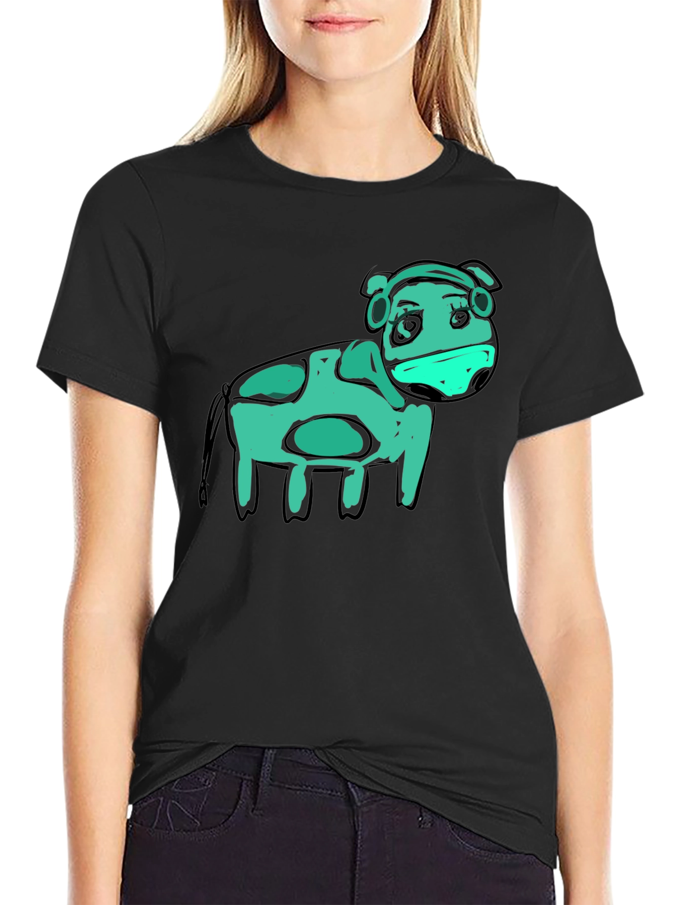Cow Graphic Black T-Shirt - Unique Art