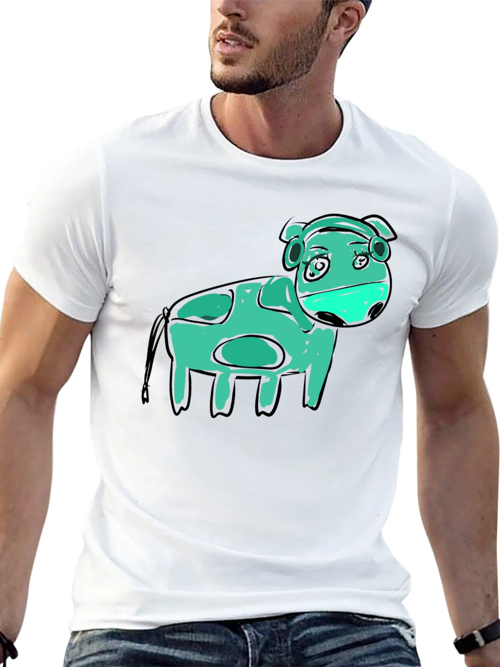 Cow Graphic Black T-Shirt - Unique Art