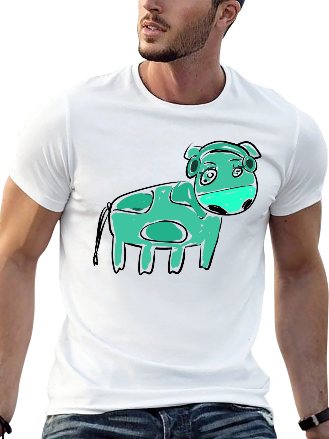 Cow Graphic Black T-Shirt - Unique Art