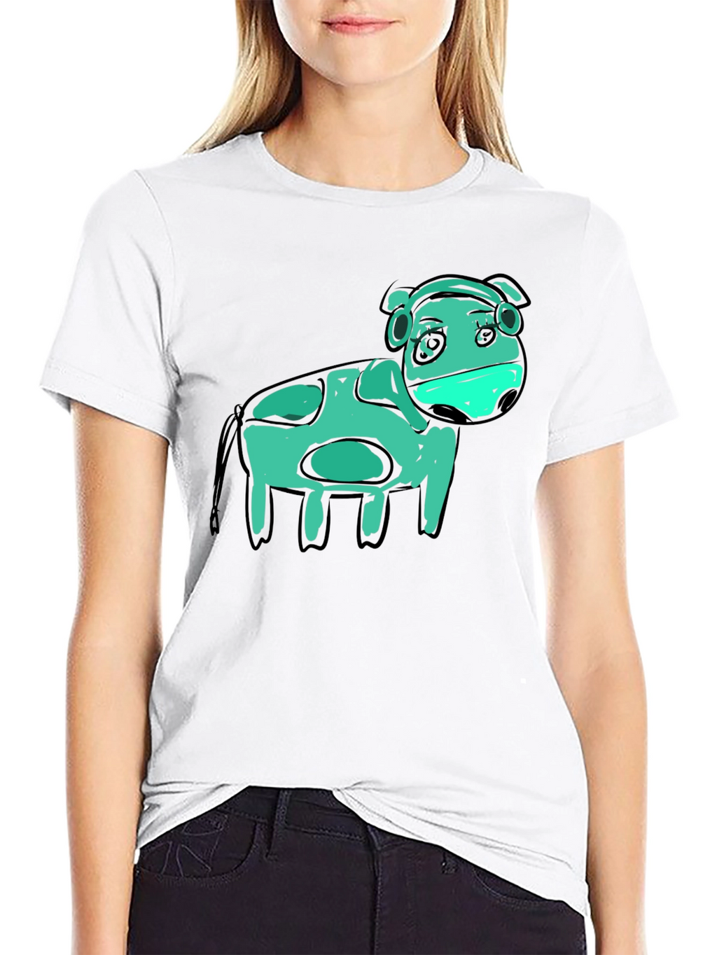Cow Graphic Black T-Shirt - Unique Art