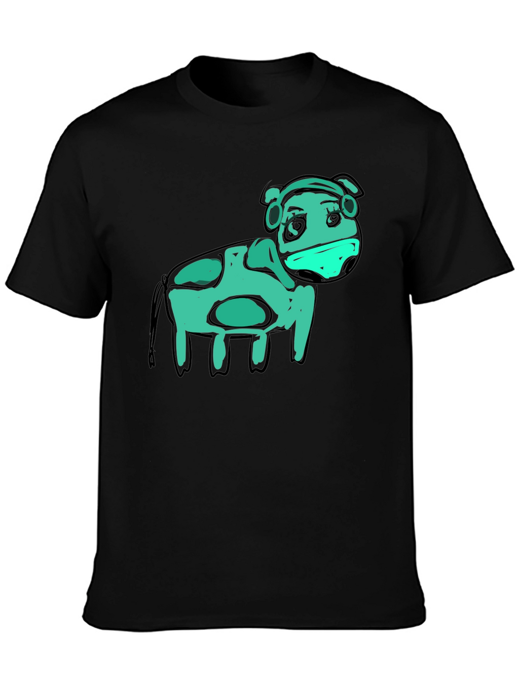 Cow Graphic Black T-Shirt - Unique Art
