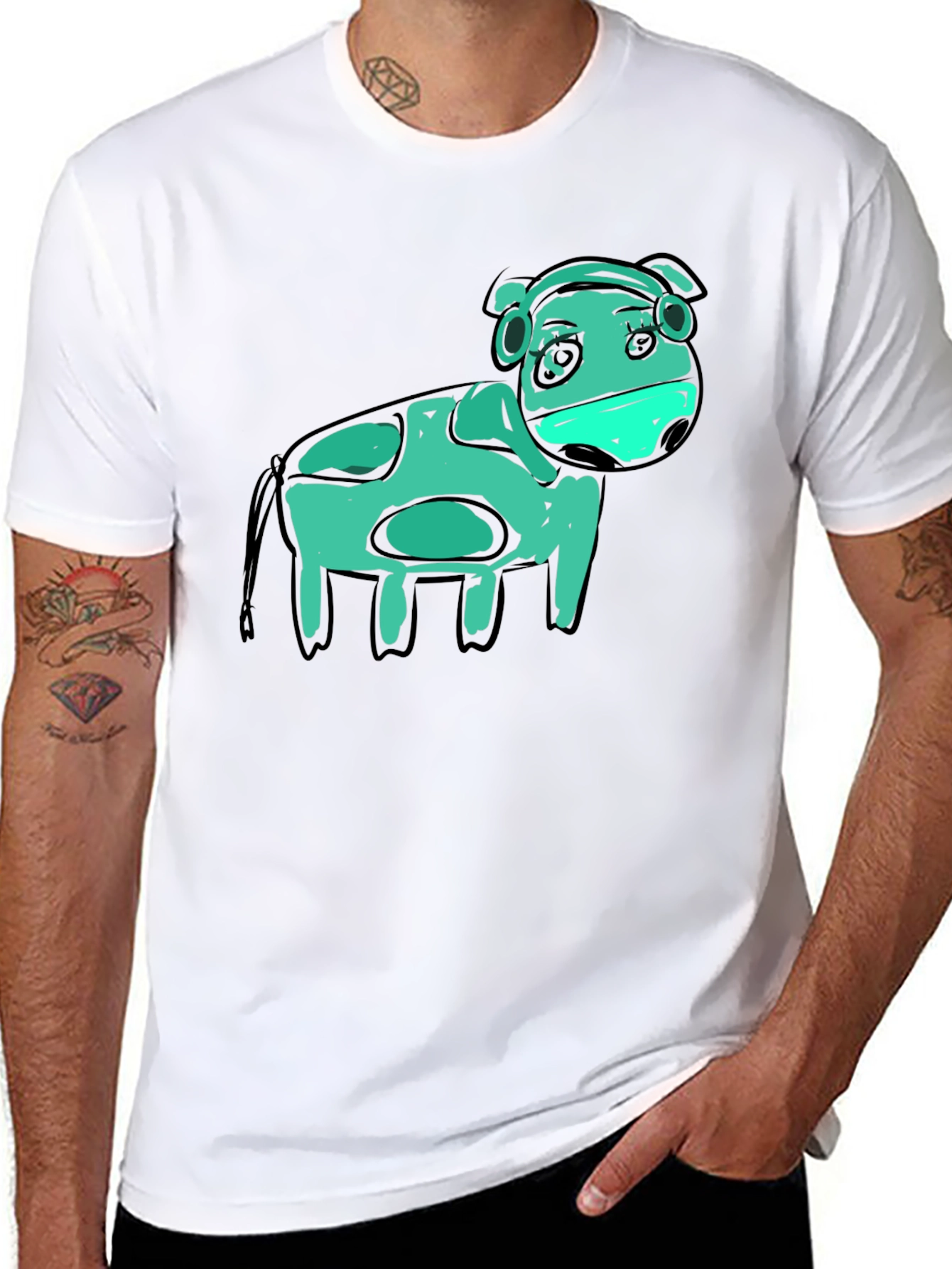 Cow Graphic Black T-Shirt - Unique Art