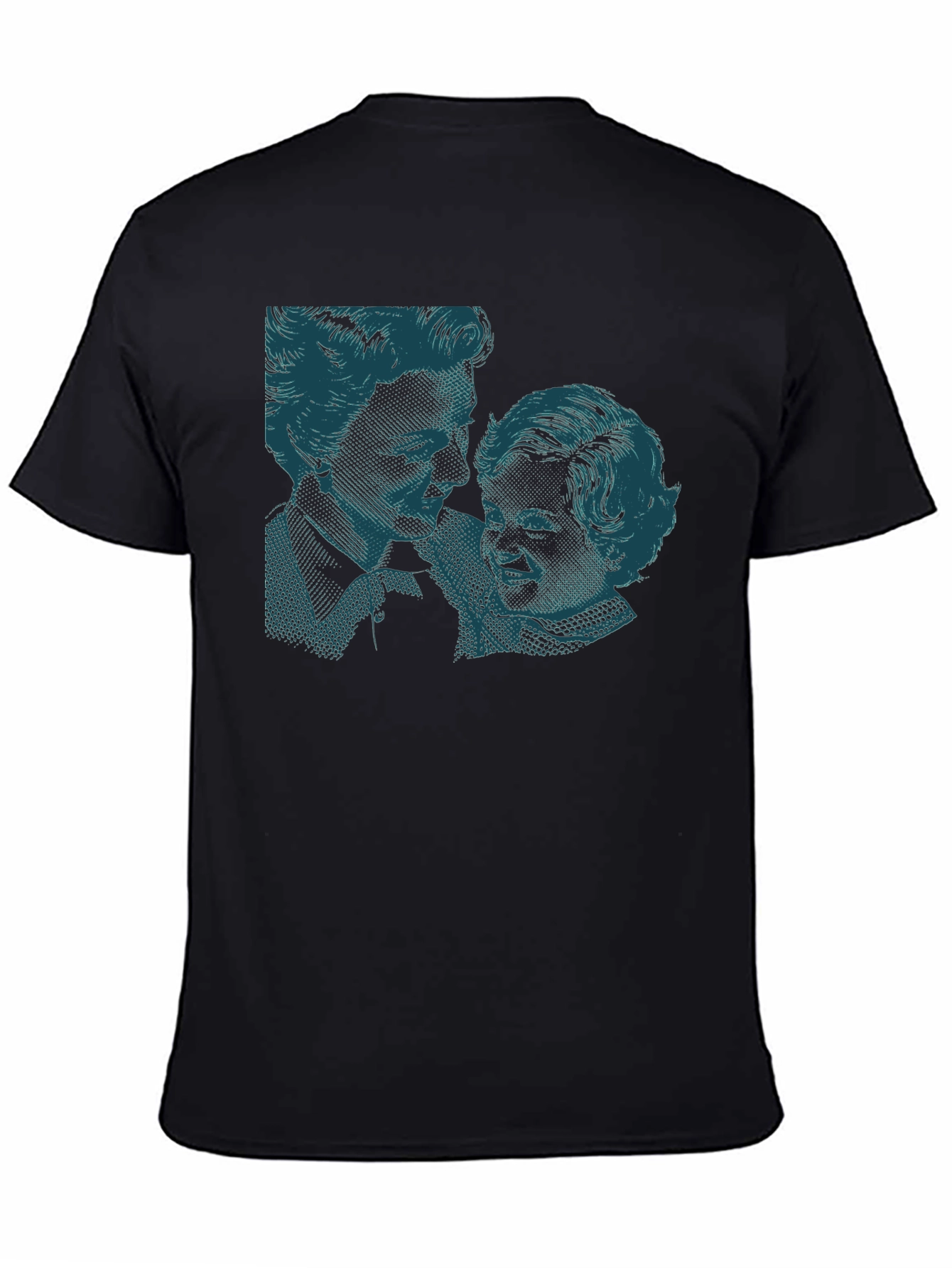 Retro Print Black Cotton T-Shirt