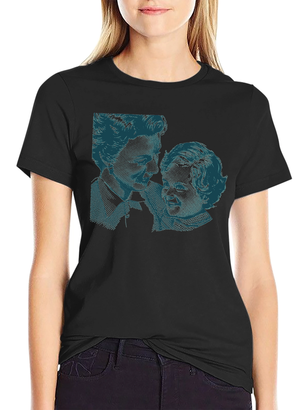 Retro Print Black Cotton T-Shirt