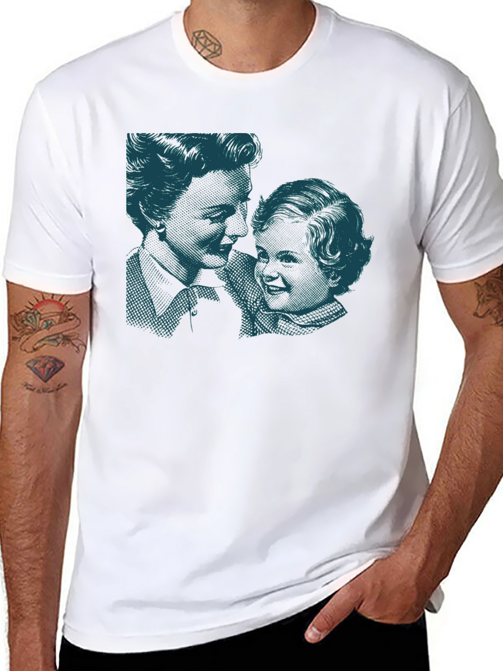 Retro Print Black Cotton T-Shirt