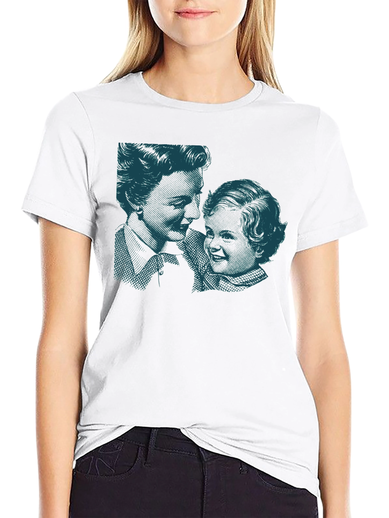 Retro Print Black Cotton T-Shirt