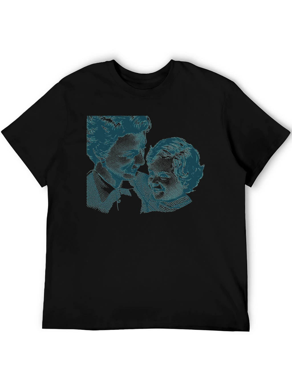 Retro Print Black Cotton T-Shirt