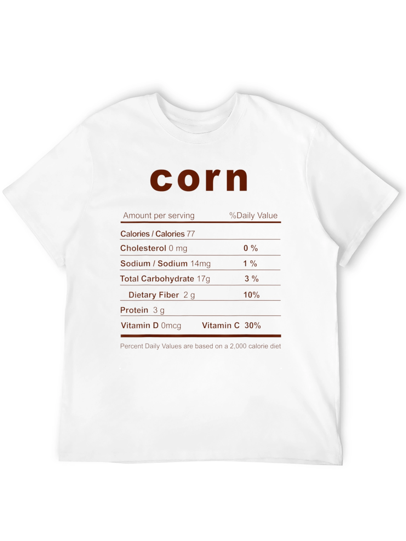 Funny Corn Nutrition Facts Black T-Shirt