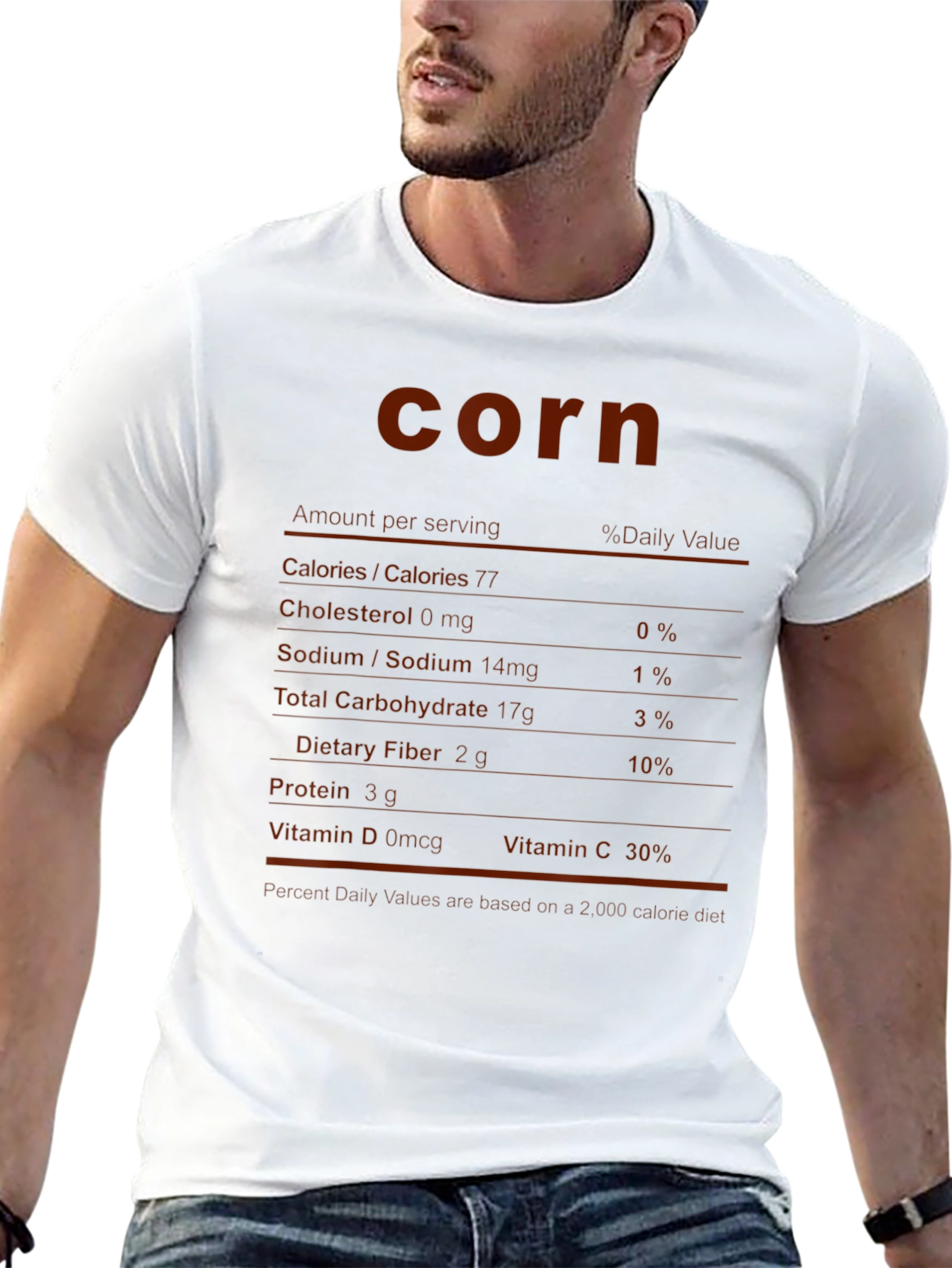 Funny Corn Nutrition Facts Black T-Shirt