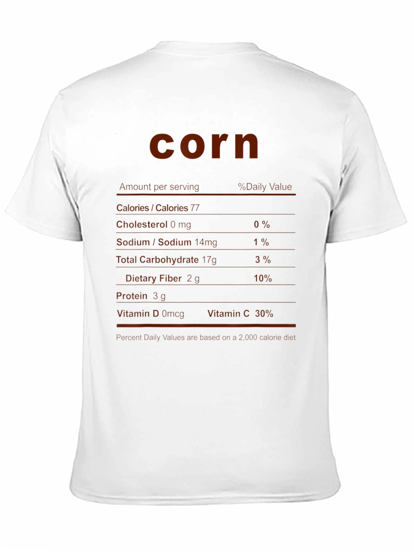 Funny Corn Nutrition Facts Black T-Shirt
