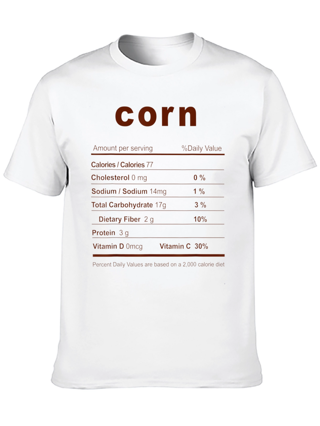 Funny Corn Nutrition Facts Black T-Shirt