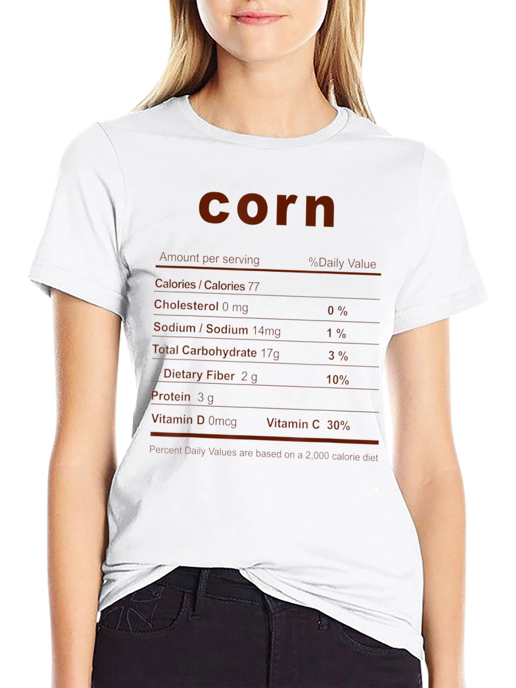 Funny Corn Nutrition Facts Black T-Shirt