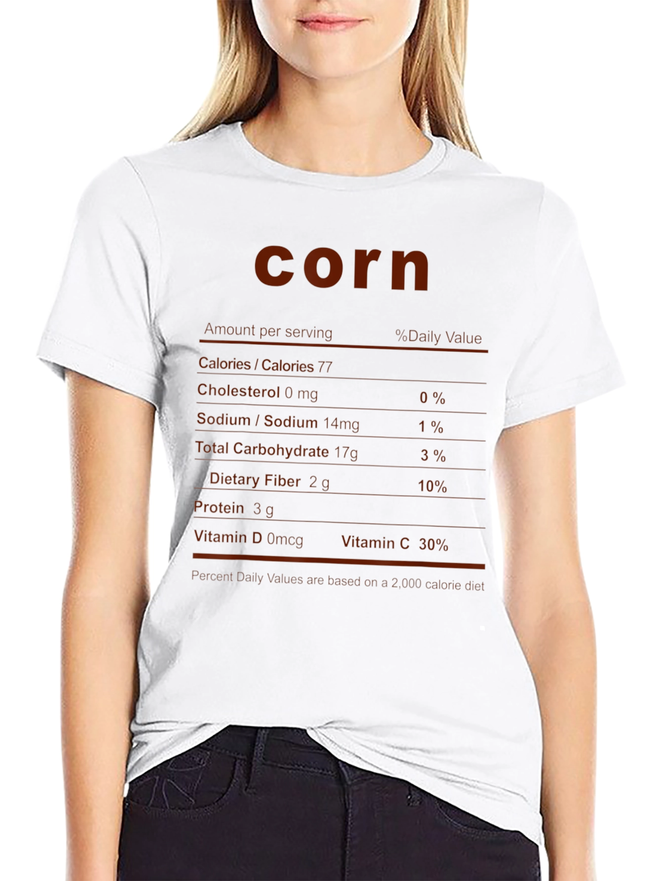 Funny Corn Nutrition Facts Black T-Shirt