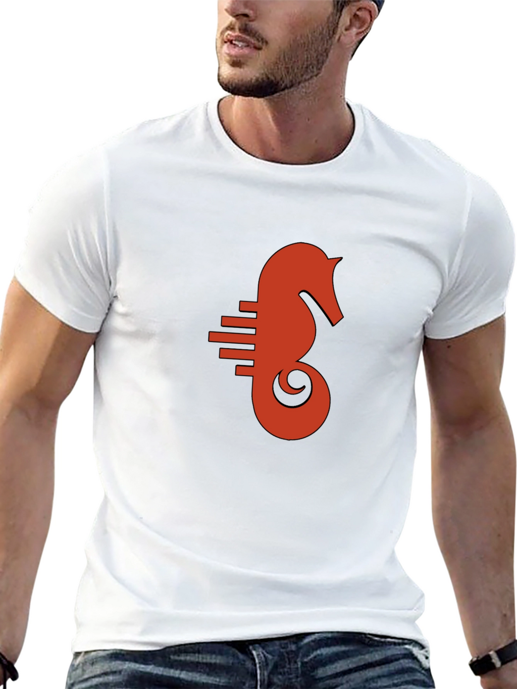 Seahorse Graphic Tee - Black Cotton Comfort