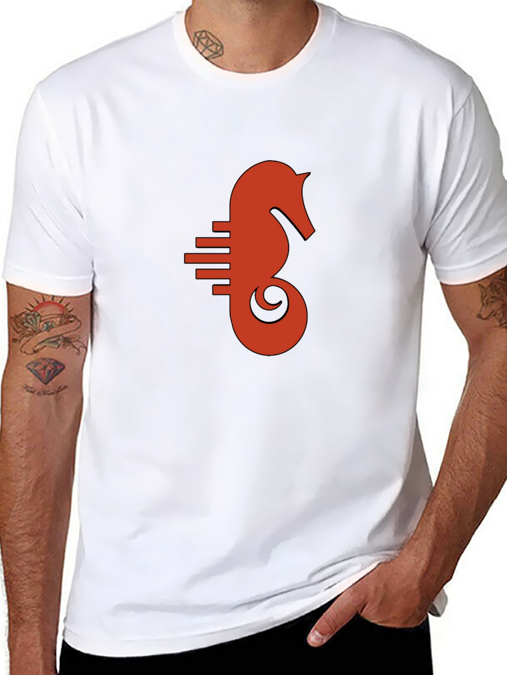 Seahorse Graphic Tee - Black Cotton Comfort