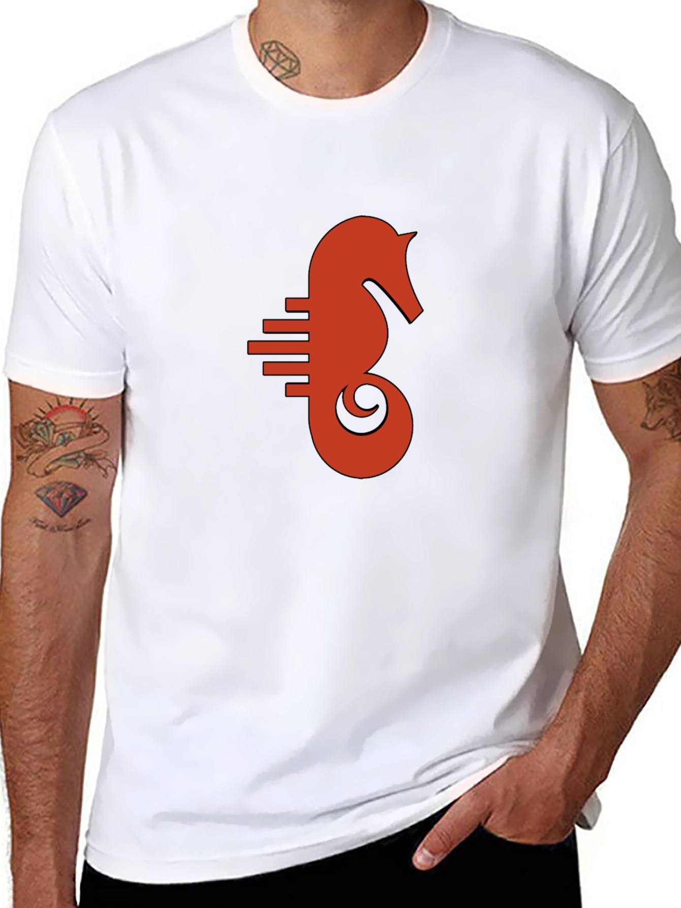 Seahorse Graphic Tee - Black Cotton Comfort
