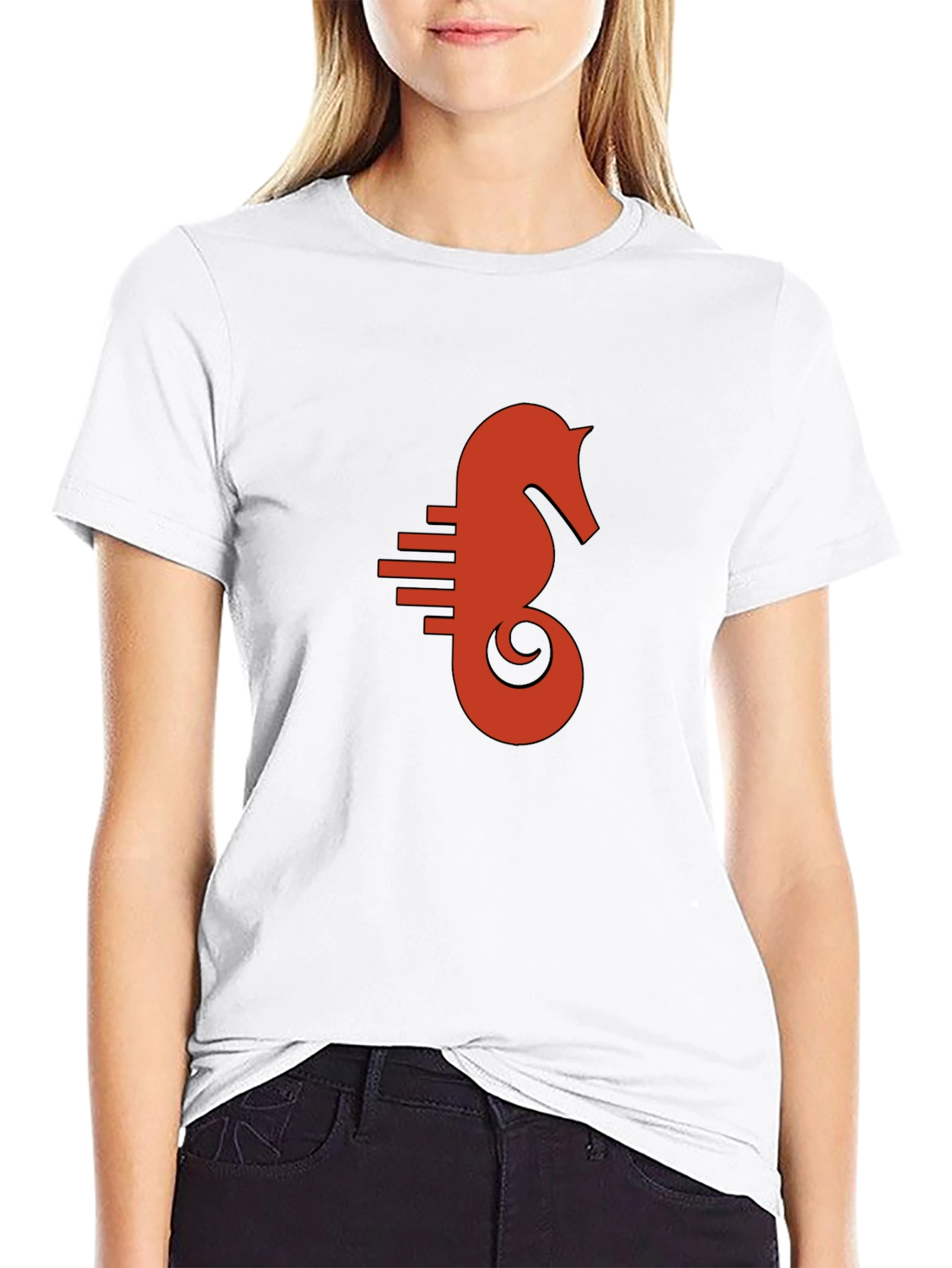 Seahorse Graphic Tee - Black Cotton Comfort