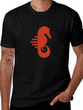 Seahorse Graphic Tee - Black Cotton Comfort
