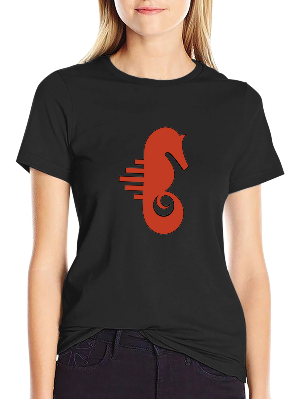 Seahorse Graphic Tee - Black Cotton Comfort