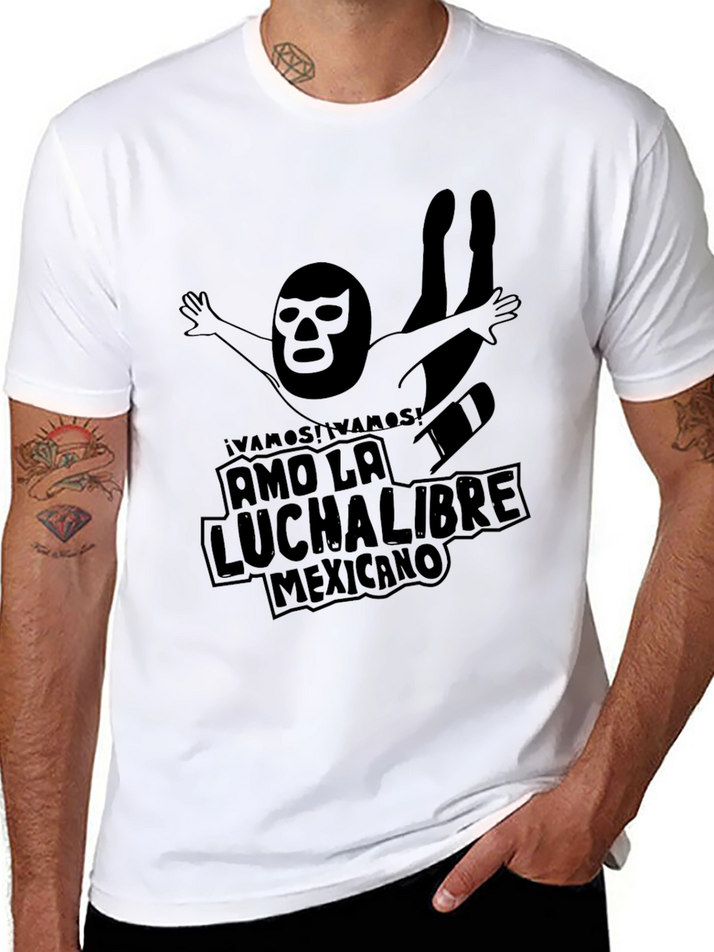 Lucha Libre Wrestler Black Graphic T-Shirt