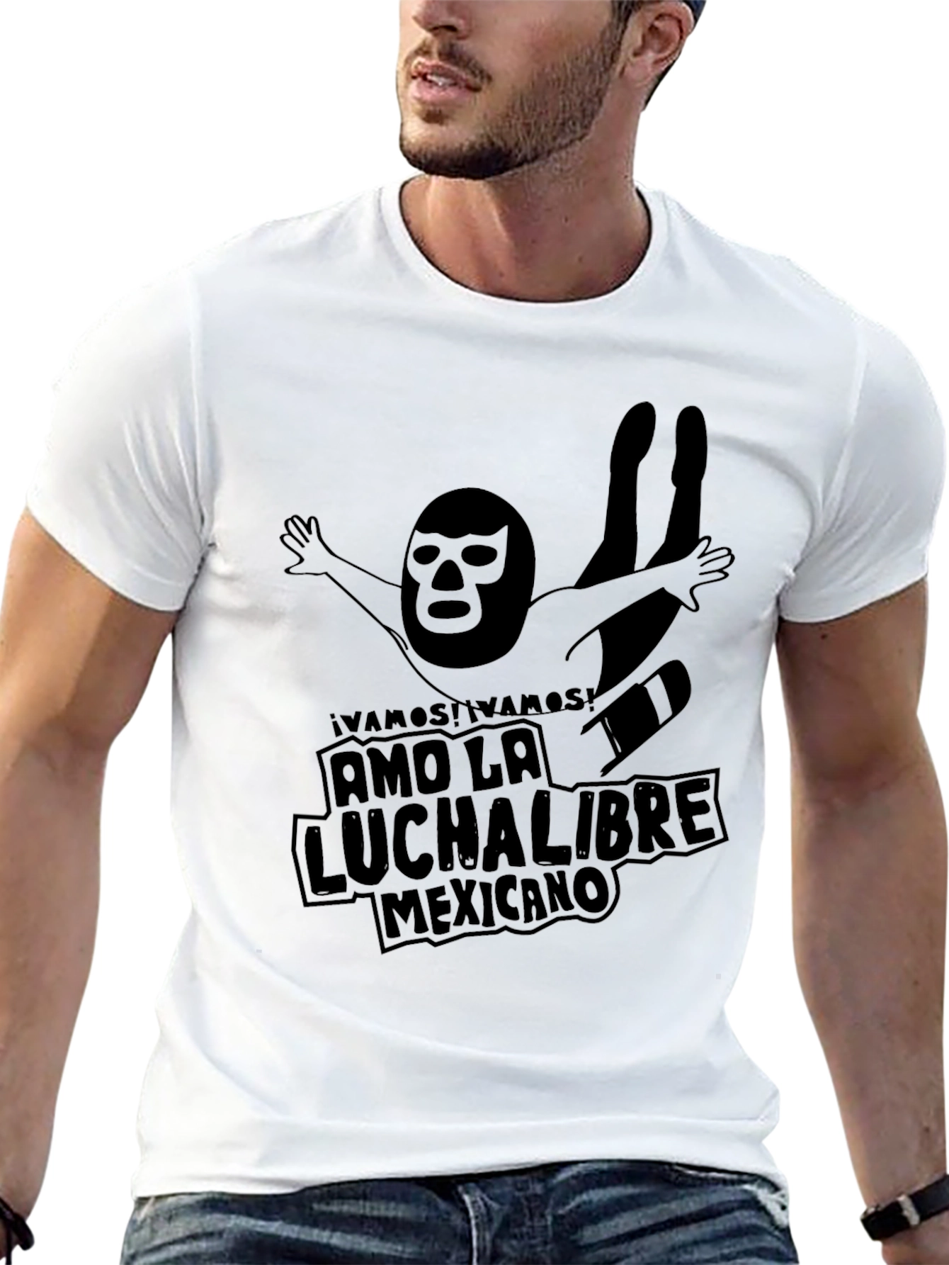 Lucha Libre Wrestler Black Graphic T-Shirt