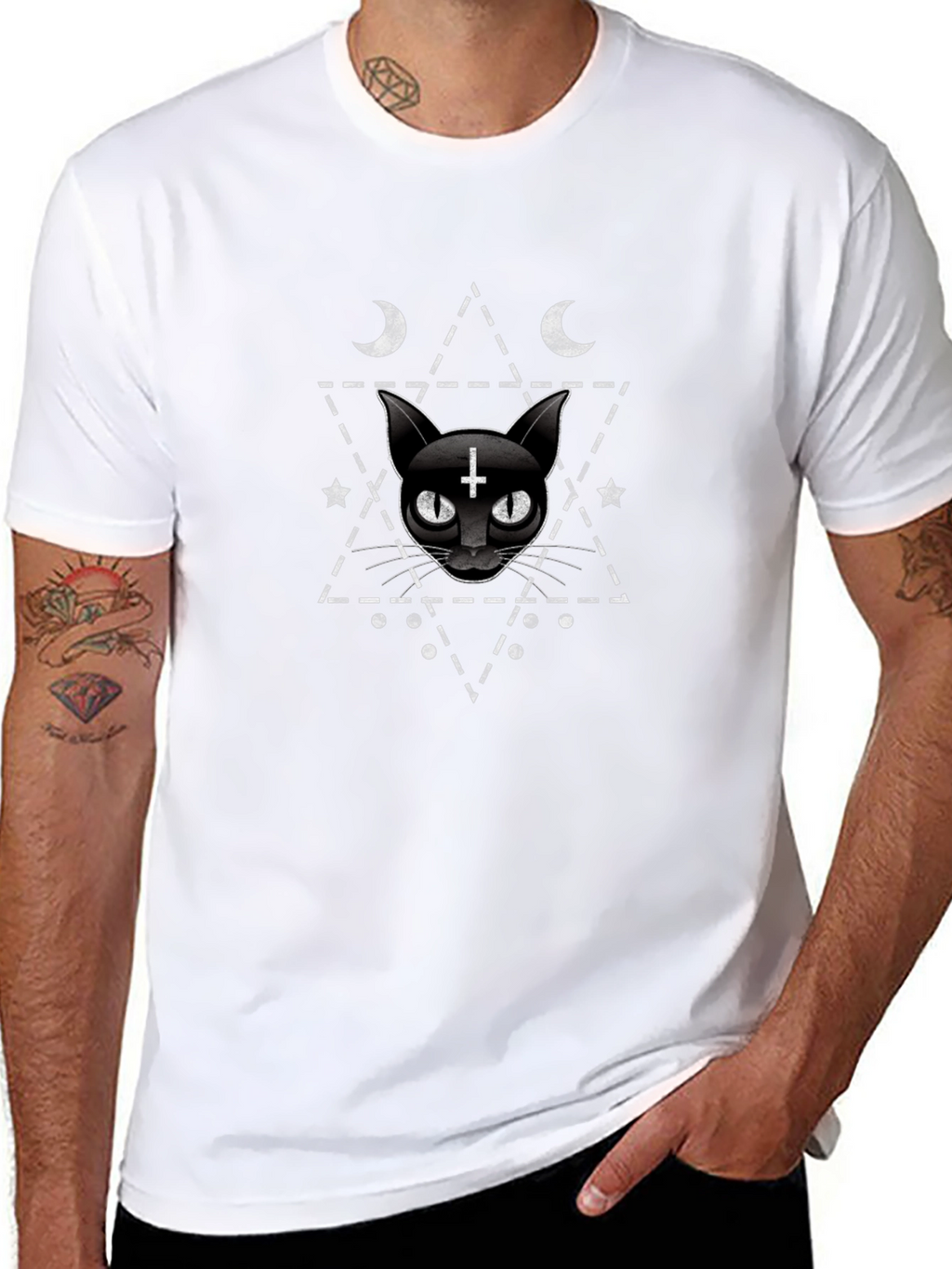 Occult Cat Graphic Tee - Black Unisex T-Shirt