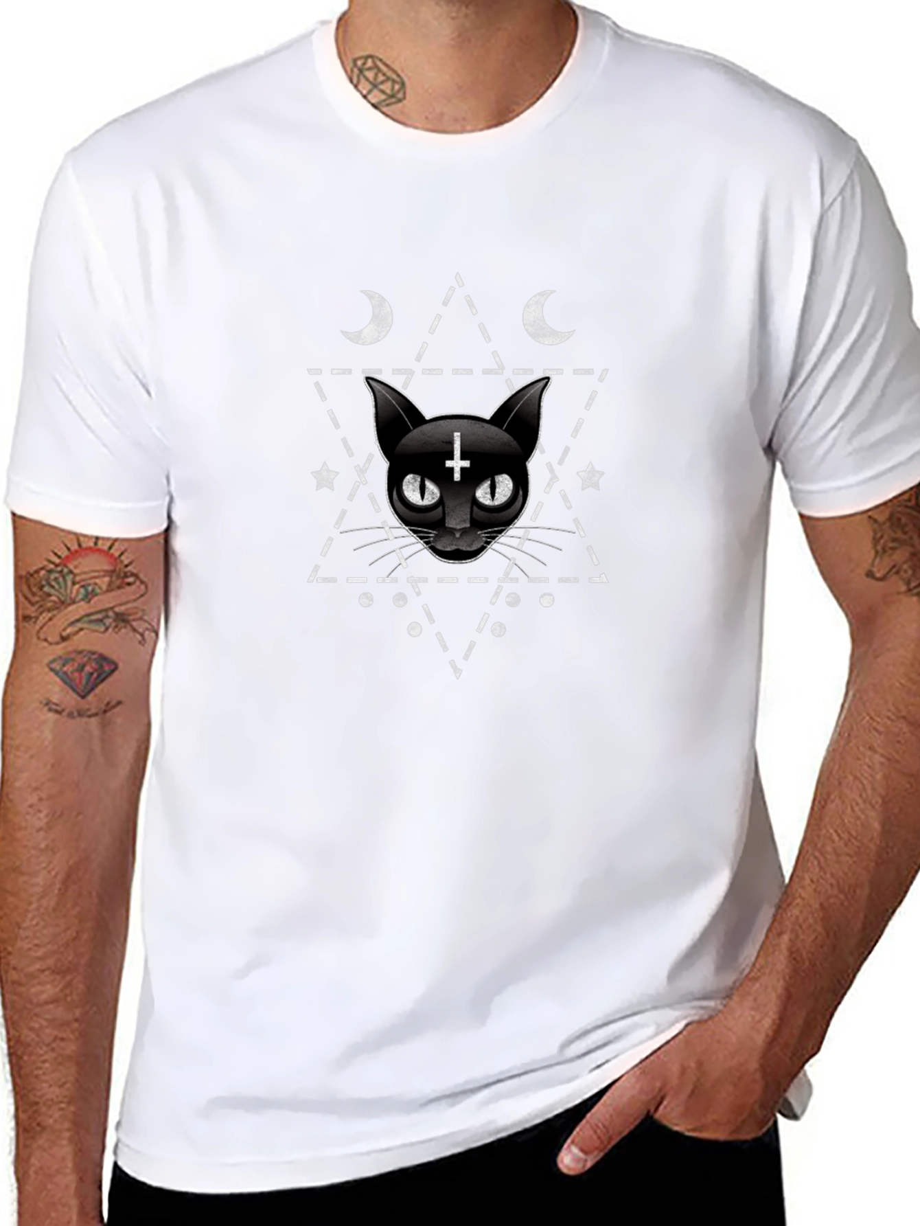Occult Cat Graphic Tee - Black Unisex T-Shirt